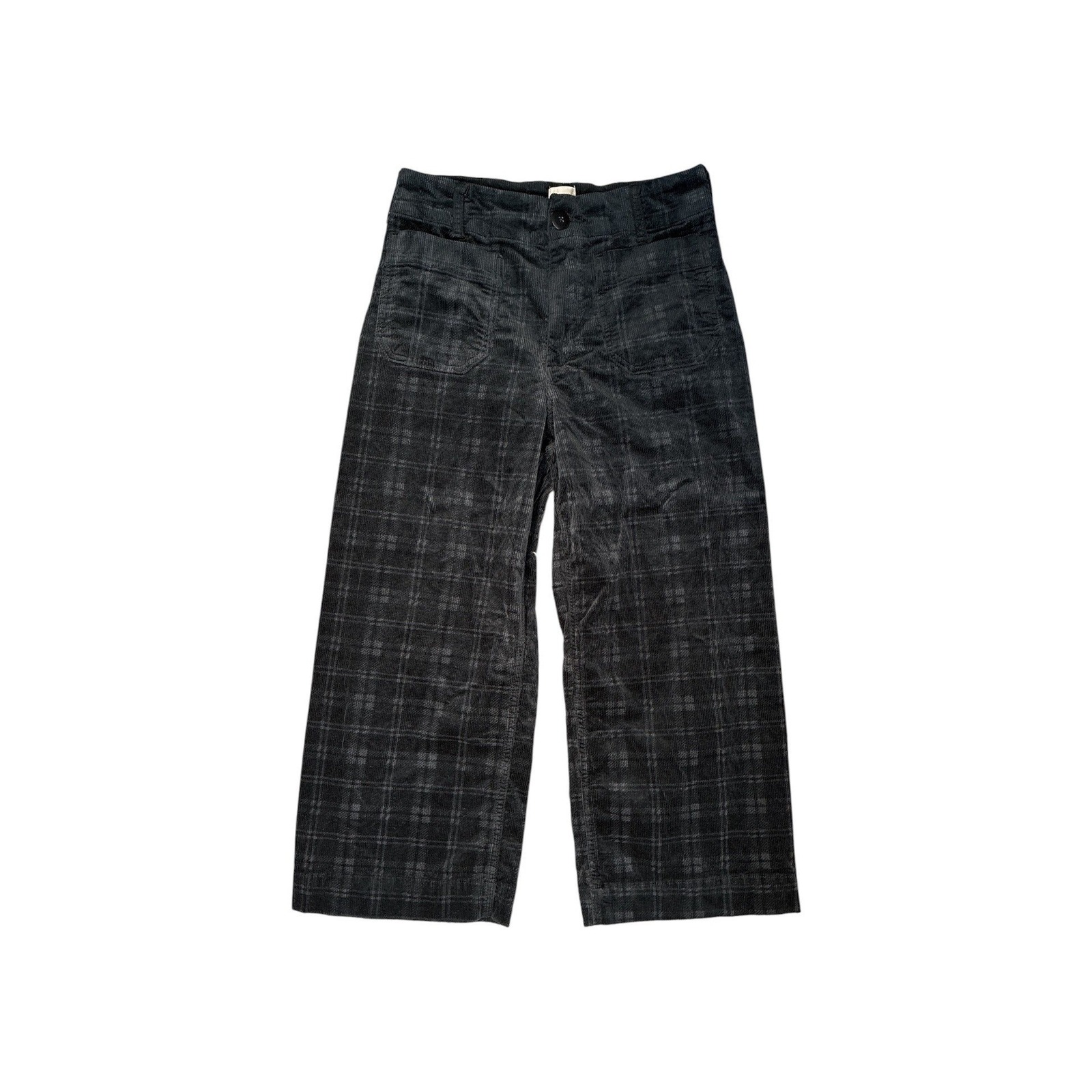 Maeve Anthropologie The Colette Plaid Corduroy Wide Leg Pants Grey 30p